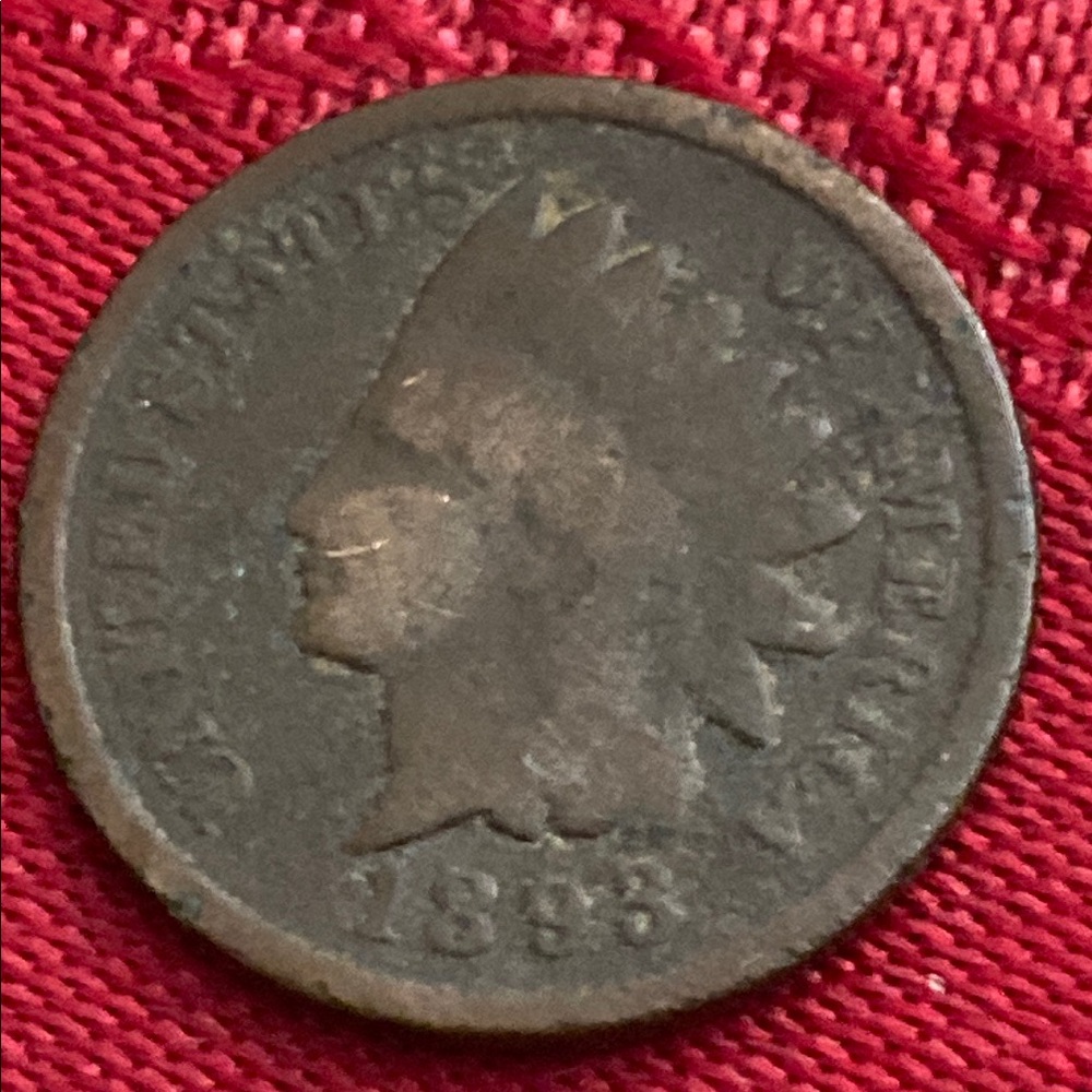 Antique 1863 Indian Head One Cent Copper Coin